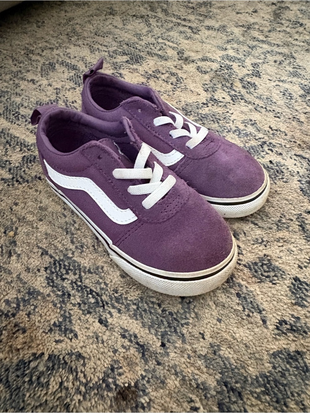 Vans Kids Purple Suede Low-Top Sneakers with White Side Stripe